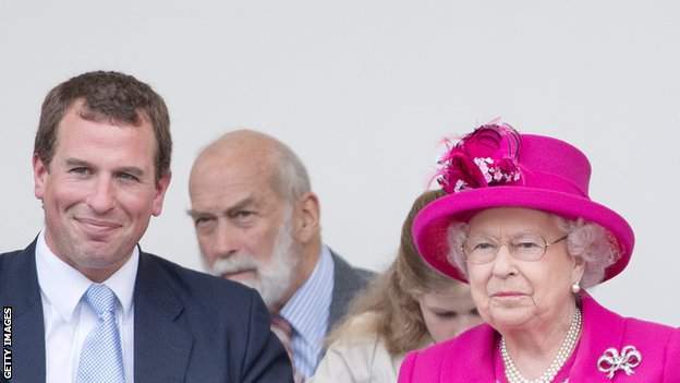 Peter Phillips (left) with his grandmother, the Queen.