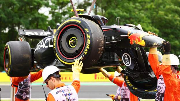 Perez crashes on first lap of practice in Hungary