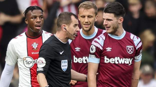 West Ham United charged with failing to control players against Southampton