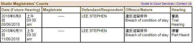 Stephen Lee court details