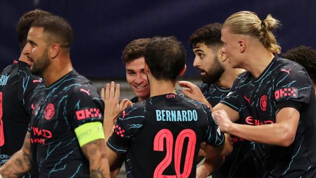 Leipzig 1-3 Manchester City: Substitutes Julian Alvarez and Jeremy Doku help City clinch late win