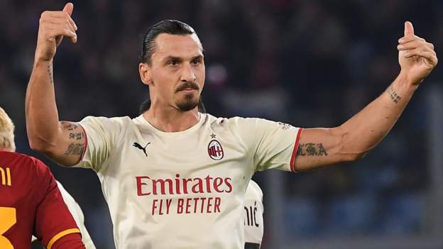 Roma 1-2 AC Milan: Zlatan Ibrahimovic scores his 400th league goal to set the vi..