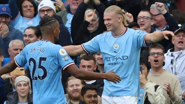 Manchester City 3-1 Brighton: Erling Haaland scores twice