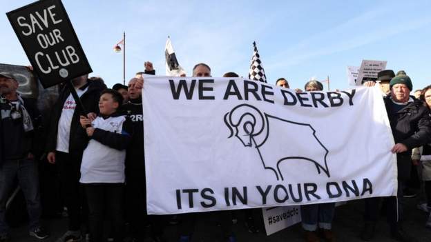 Derby County: Fans protest and team show fight in battle to save club and avoid relegation