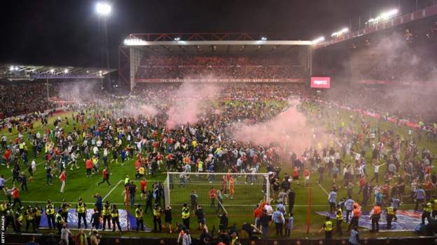 Nottingham Forest charged by FA for pitch invasion following Championship play-off semi-final win against Sheffield United.