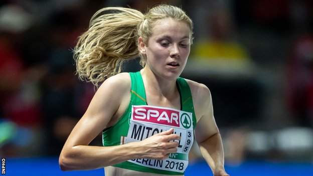 Emma Mitchell in action for Ireland at the 2018 European Championships