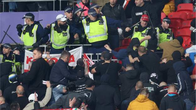 England v Hungary: Crowd trouble early on in Wembley qualifier