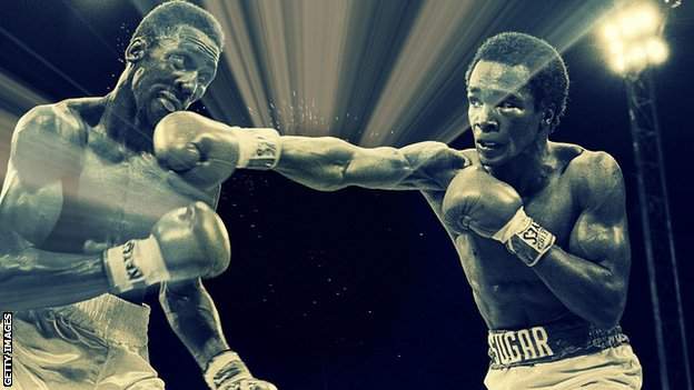Hearns (left) had not lost in his 32 fights before facing Leonard