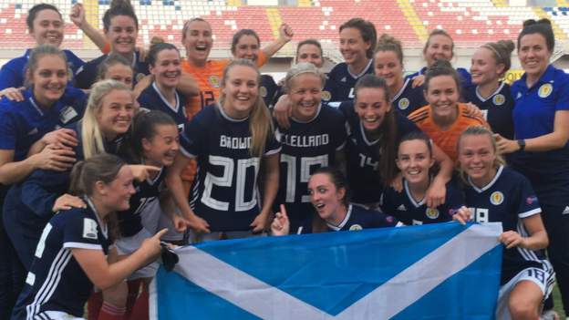 Scotland Women qualify for World Cup with 21 win against Albania  BBC