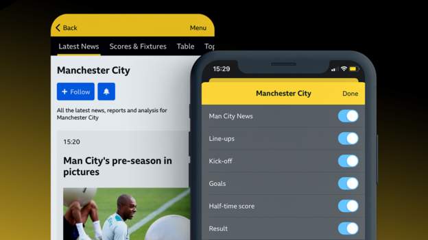 How to follow Premier League teams in the BBC Sport app