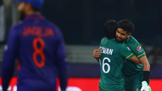 T20 World Cup: Pakistan hammer India by 10 wickets to claim famous win