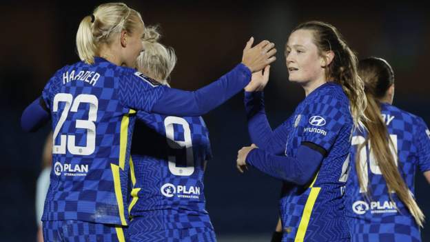 Women's Super League: Chelsea beat West Ham 2-0 to move up to second