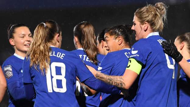 <div>Chelsea Women 3-1 Brighton & Hove Albion Women: Blues move up to second in WSL</div>