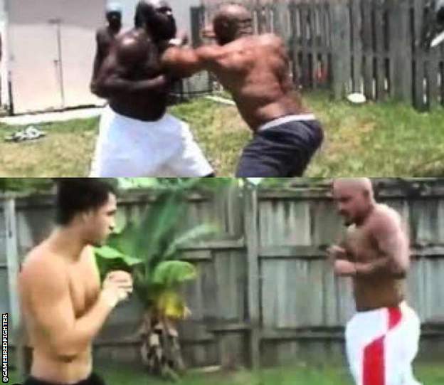 Masvidal, Kimbo Slice and Ray pictured in their Miami streetfighing days