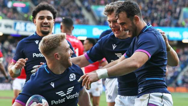Scotland 60-14 Tonga: Kyle Steyn scores four of Scots' 10 tries