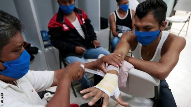Fighters wore their masks on their way to the ring and during time in their changing room