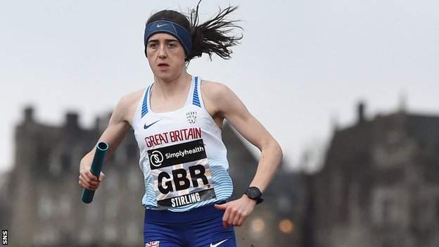 Laura Muir competes in the Great Stirling Cross Country mixed team relay
