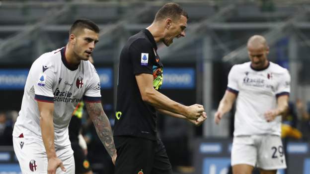 Inter Milan 6-1 Bologna: Edin Dzeko scores twice as Serie A champions hit six