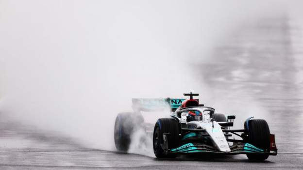 Japanese Grand Prix: George Russell leads Mercedes one-two in wet practice