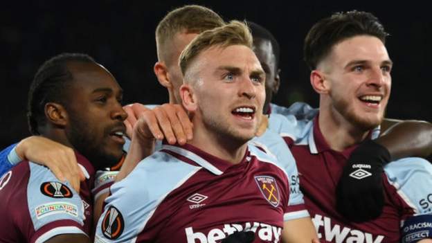West Ham 1-1 Lyon: 10-man Hammers hold on for Europa League quarter-final first-..