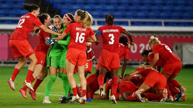 Women's Olympic football: Canada beat Sweden on penalties to win women's footbal..