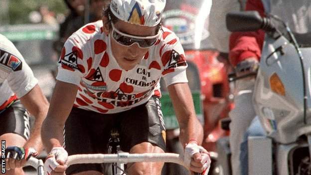 Luis 'Lucho' Herrera riding at the 1985 Tour de France