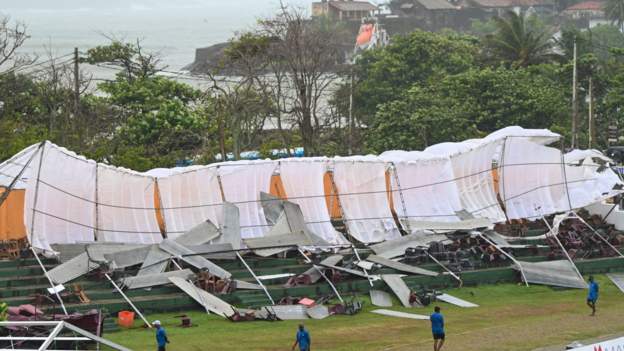 斯里蘭卡對澳大利亞。加勒體育場被風暴破壞