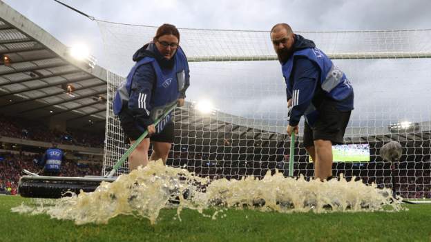 Scotland v Georgia: Euro 2024 qualifier restarts after 90-minute delay