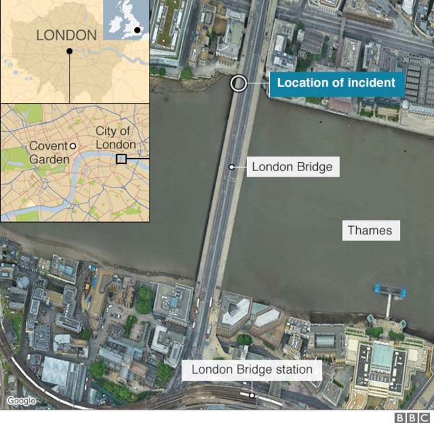 Map of London Bridge incident