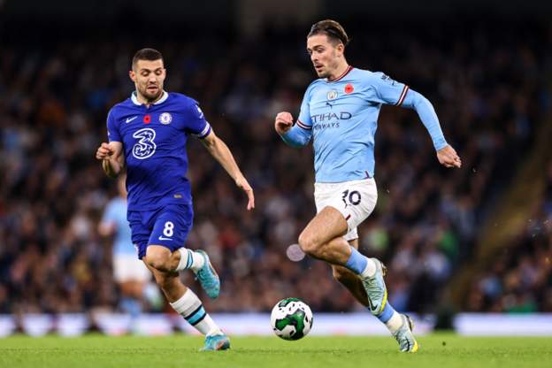 Manchester City's Jack Grealish and Chelsea Mateo Kovacic in EFL Cup tie