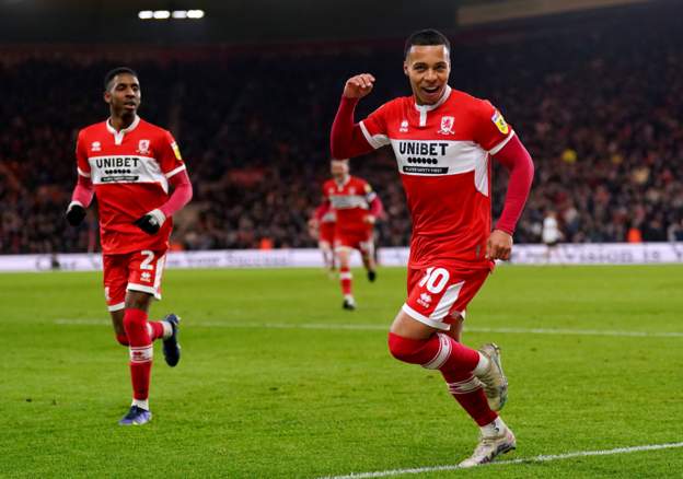 Cameron Archer celebrates scoring for Middlesbrough against Hull