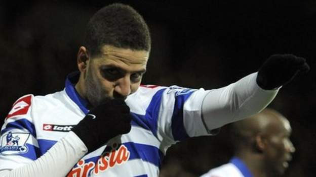 Queens Park Rangers' Adel Taarabt celebrates scoring his sides second goal  with his team mates. QPR beat Fulham 2:1Queens Park Rangers 15/12/12 Queens  Stock Photo - Alamy