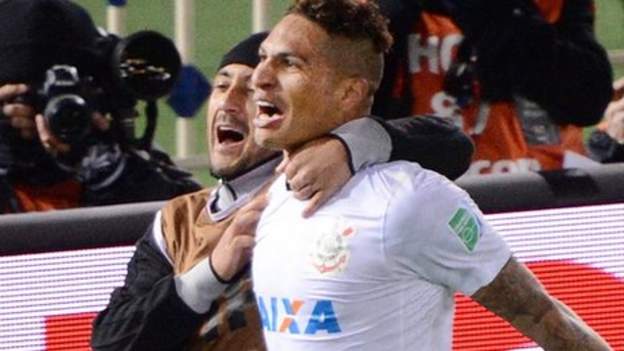 Brazillian Corinthian's players celebrate after winning the final match of  the FIFA Club World Cup against the England Premier League Chelsea at  Yokohama Stadium on Dec. 16, 2012. South American champions Corinthians