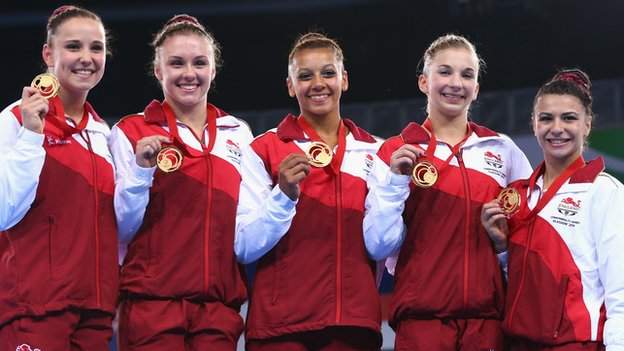 Glasgow 2014 England Win Double Gymnastics Team Gold Bbc Sport 