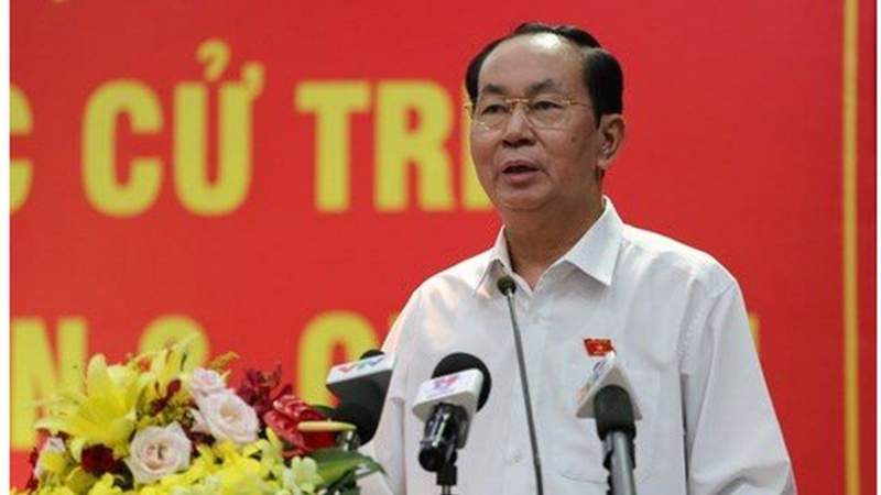 Chủ tịch Trần Đại Quang tại buổi tiếp xúc cử tri sáng 19/6 ở TP.Hồ Chí Minh