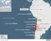 Карта: землетрясение в Чили и наблюдаемые высоты цунами