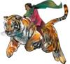 Прия Шакти верхом на своем домашнем тигре Сахасе