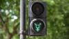 Зеленый символ трансгендеров на светофоре для пешеходного перехода на Трафальгарской площади