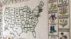 Изображение одеяла Риты с картой США и вышитыми изображениями каждого штата вокруг.