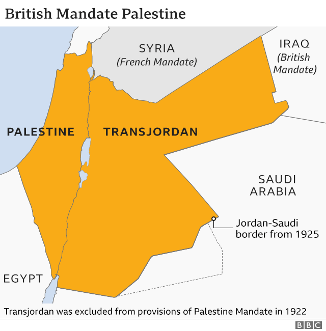 Карта Палестины под британским мандатом