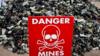 Знак во время ежегодной демонстрации неправительственной организации Handicap International, осуждающей использование и продажу противопехотных наземных мин