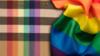 Новый радужный шарф Burberry рядом с флагом ЛГБТ