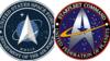 Логотип космических сил США слева и эмблема Star Trek справа