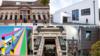 По часовой стрелке сверху слева: Художественная галерея Абердина, Музей Гэрлоха, Галерея Южного Лондона, Музей науки, Таунер Истборн