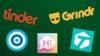 Фотографии логотипов Tinder, Grindr, Skout, Tagged и SayHi