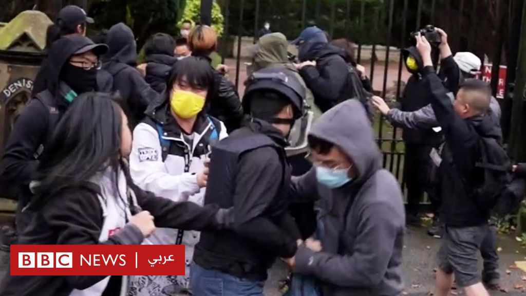 Chinese diplomats leave Britain after an attack on protesters in Manchester