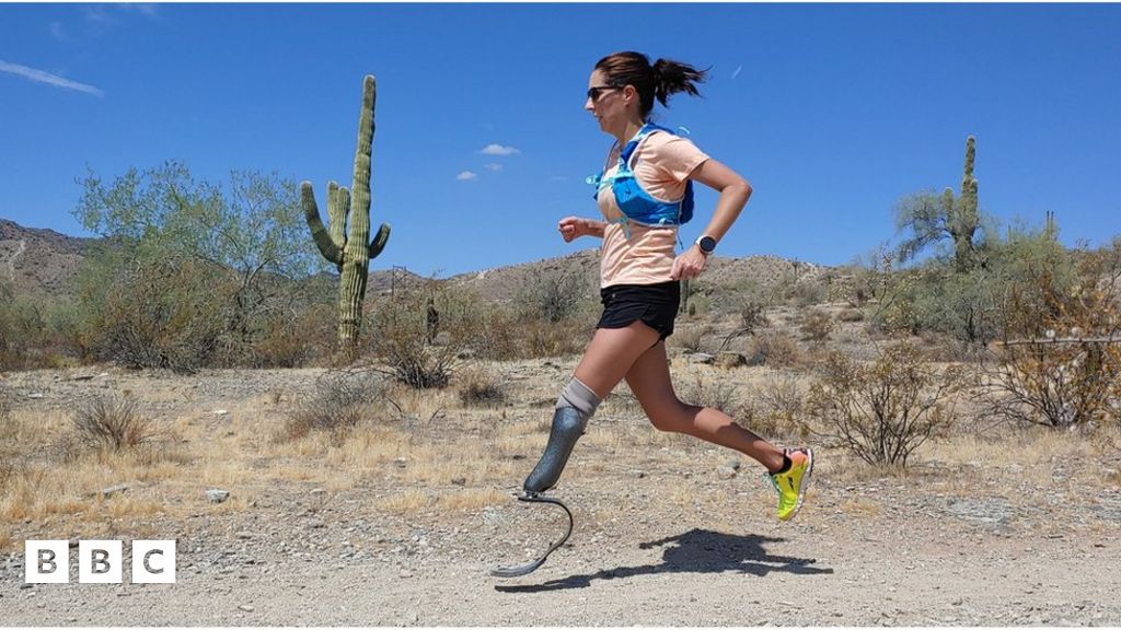 Woman with one leg runs 104 marathons in 104 days to break world record -  BBC Newsround