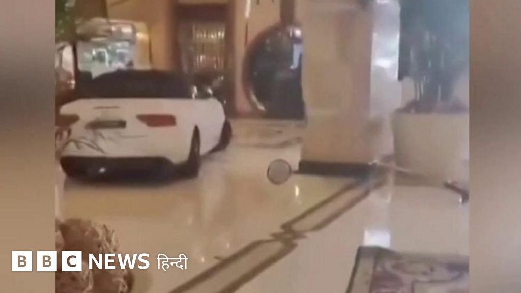 कार लेकर सीधे होटल में घुस गया शख़्स
