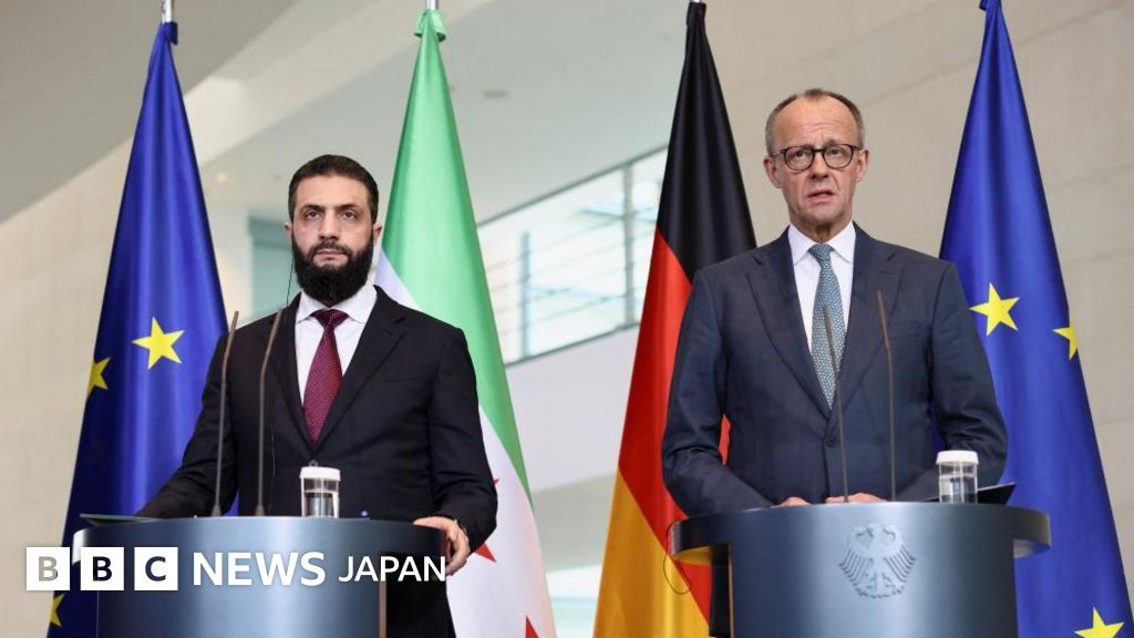 BBCニュース  -  ドイツ在住のシリア難民、大半を3年以内に帰国させると独首相　シリア暫定大統領との会談で