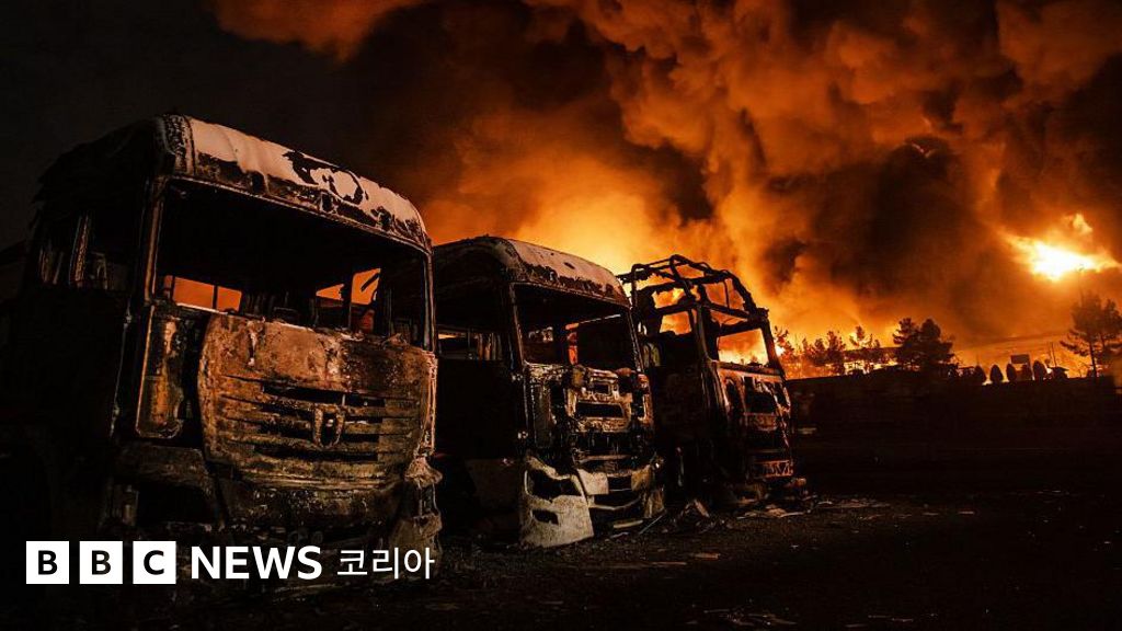 이란 전쟁 관련 석유 저장소 화재 이미지